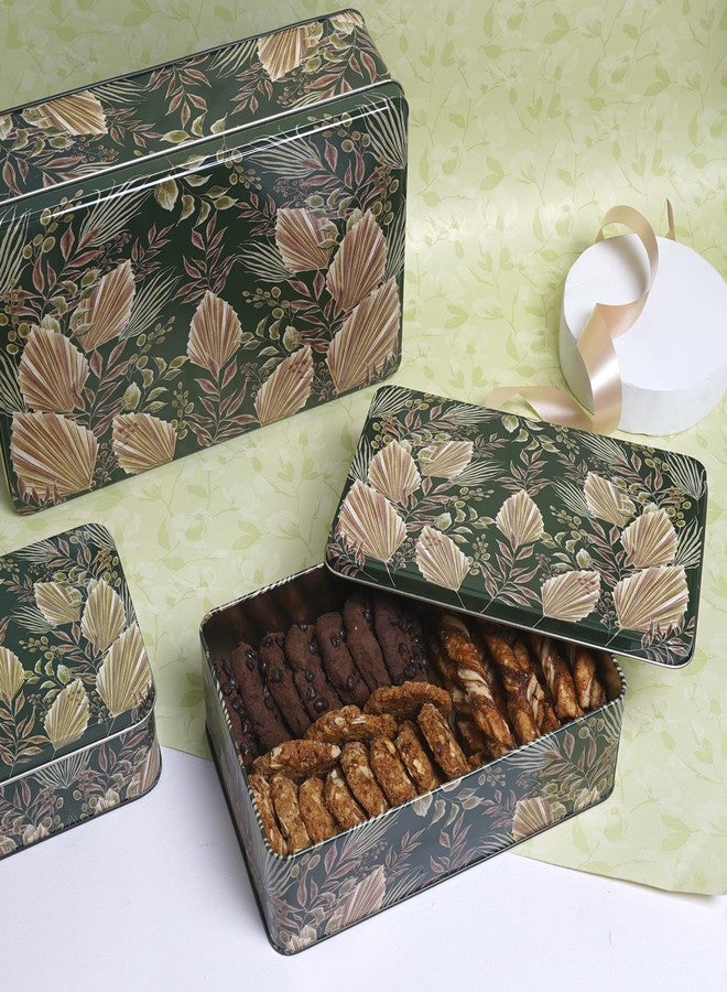 GLISTENDECOR Tin Storage Box - Medium Rectangular (Olive Green) | Airtight Cookie, Biscuit & Kitchen Decor Jar | Multipurpose Box for Beads, Buttons & Medical Kit Organizer pack of 1 - Image 5